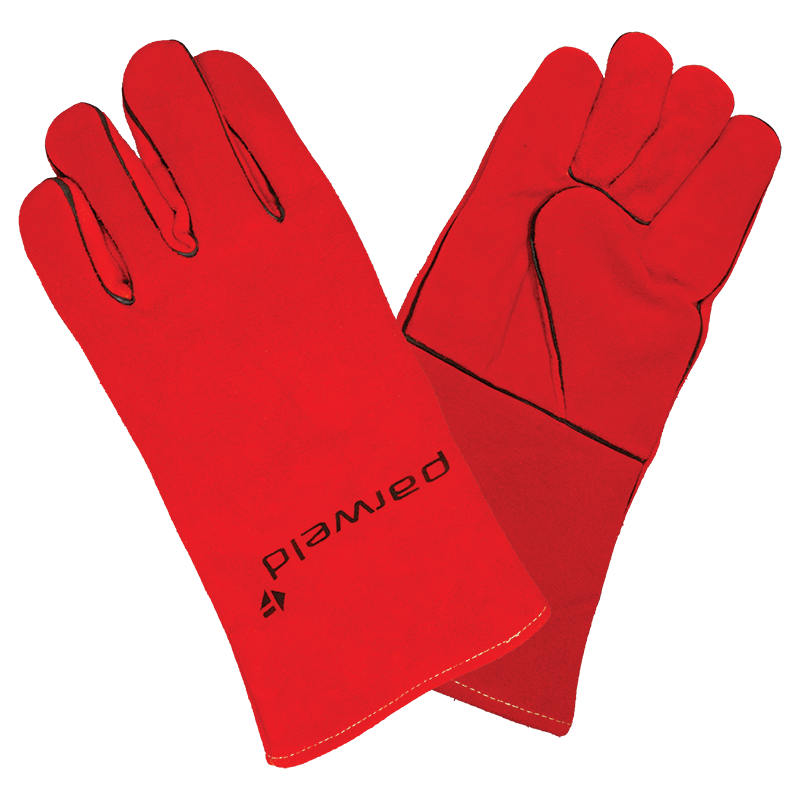 RED LEATHER WELDERS GAUNTLET