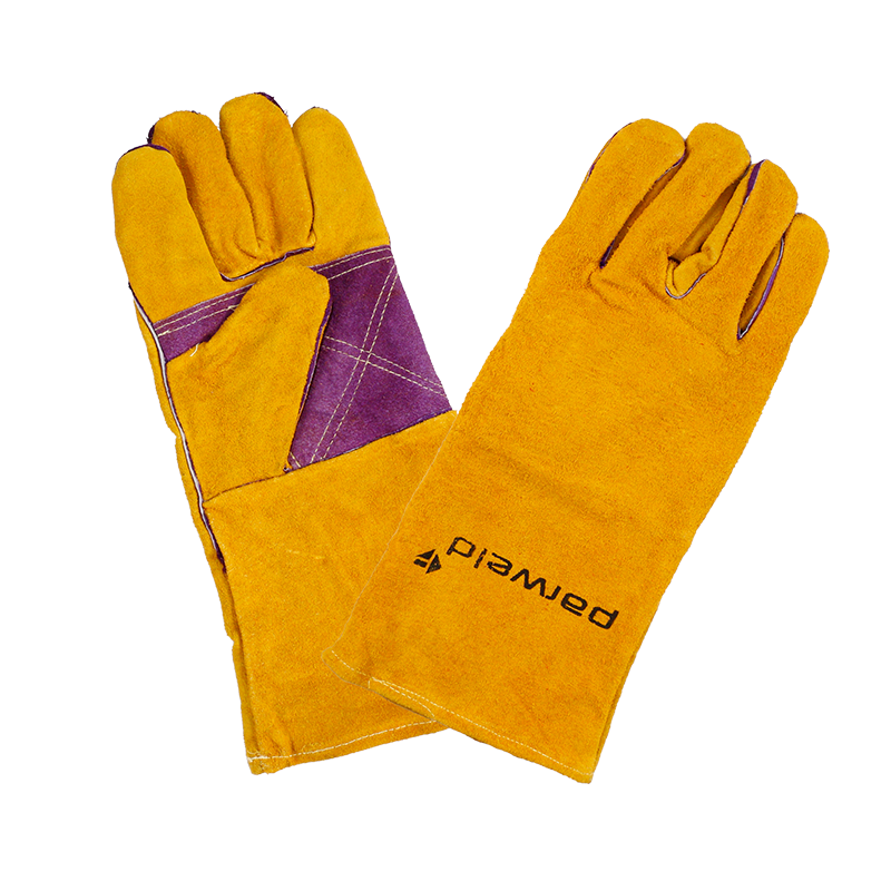 REINFORCED GOLD & PURPLE WELDING GAUNTLET 14"